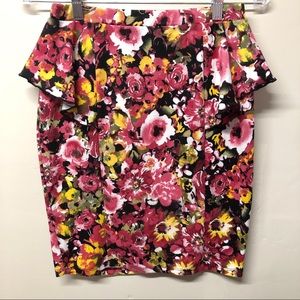 Xhilaration Floral Peplum Pencil Skirt Size Medium